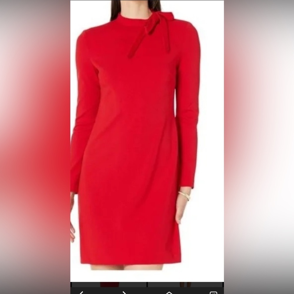 Calvin Klein Vibrant Red Long Sleeve Dress